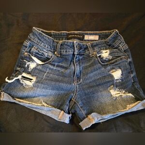 Aeropostale Distressed Dark Blue Denim Jean Shorts
